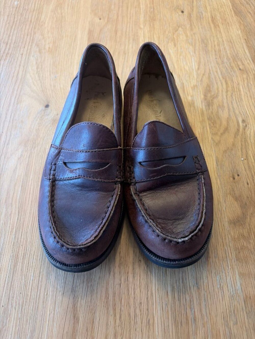 Ralph Lauren Boys Youth 2.5 Brown Leather Penny Loafers Slip On